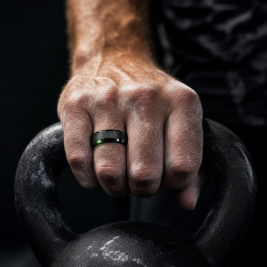Anillo inteligente R10 durante un entrenamiento con kettlebell